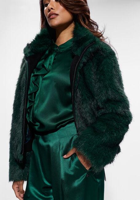 Donkergroene MARC CAIN COLLECTION Faux fur jas ZC 12.07 W64 - large