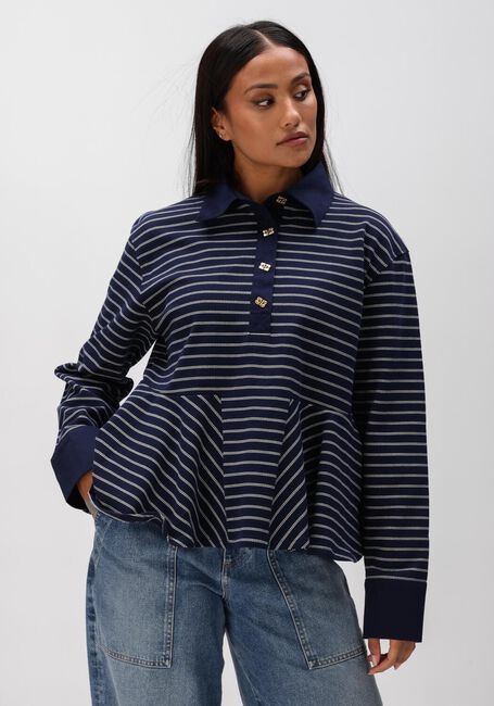 Donkerblauwe GANNI Truien/vesten SINGLE PIQUE PEPLUM POLO - large