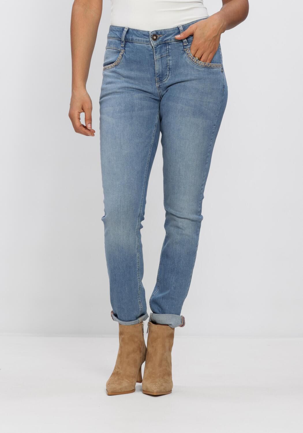 Mos Mosh Slim Fit Jeans Dames Mmnaomi Salute Emb. Jeans, Maat: 27, Kleur: Lichtblauw afbeelding 1