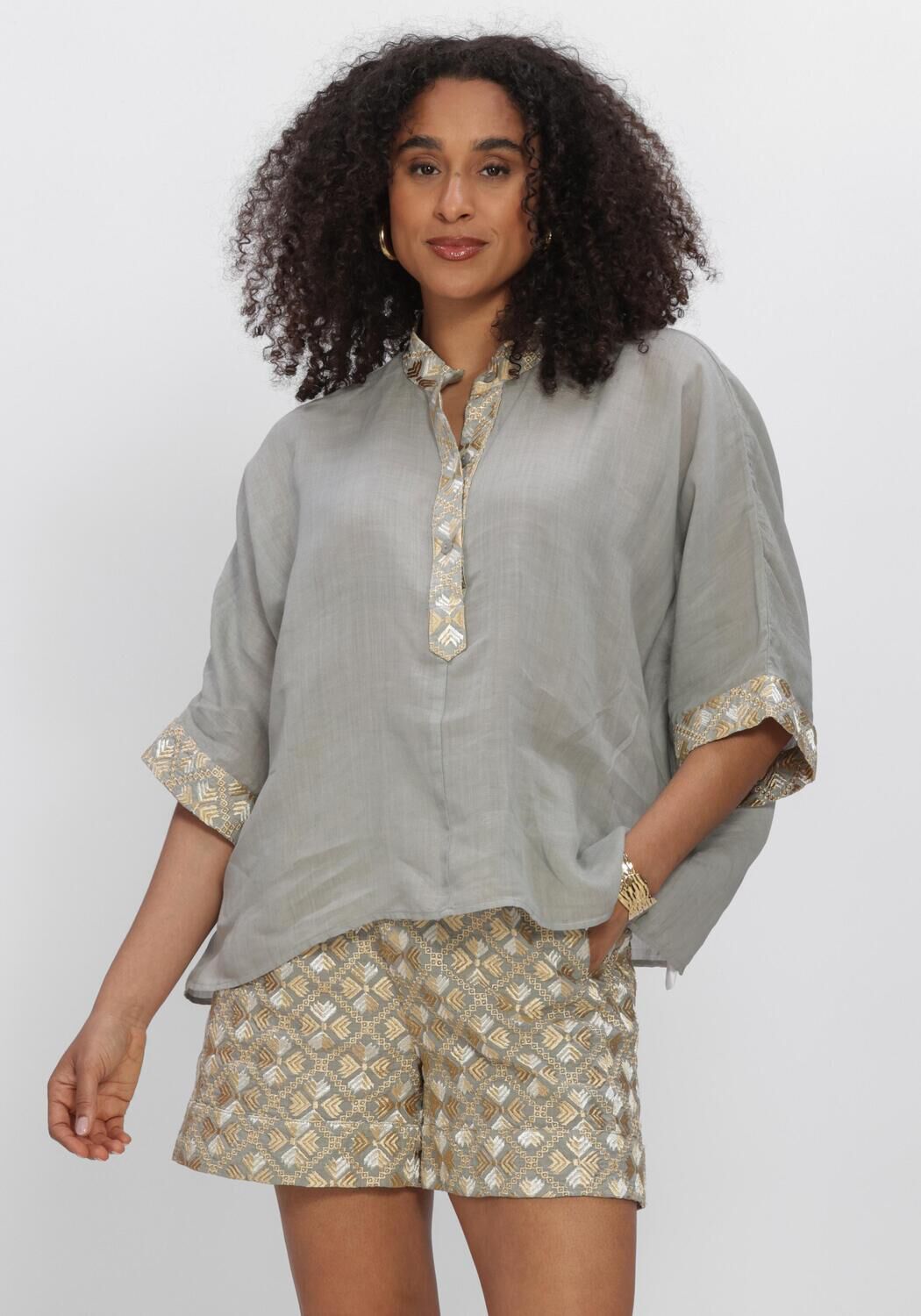 Greek Archaic Kori Blouse Dames S26k-4064126, Maat: XS, Kleur: Lichtgrijs afbeelding 1