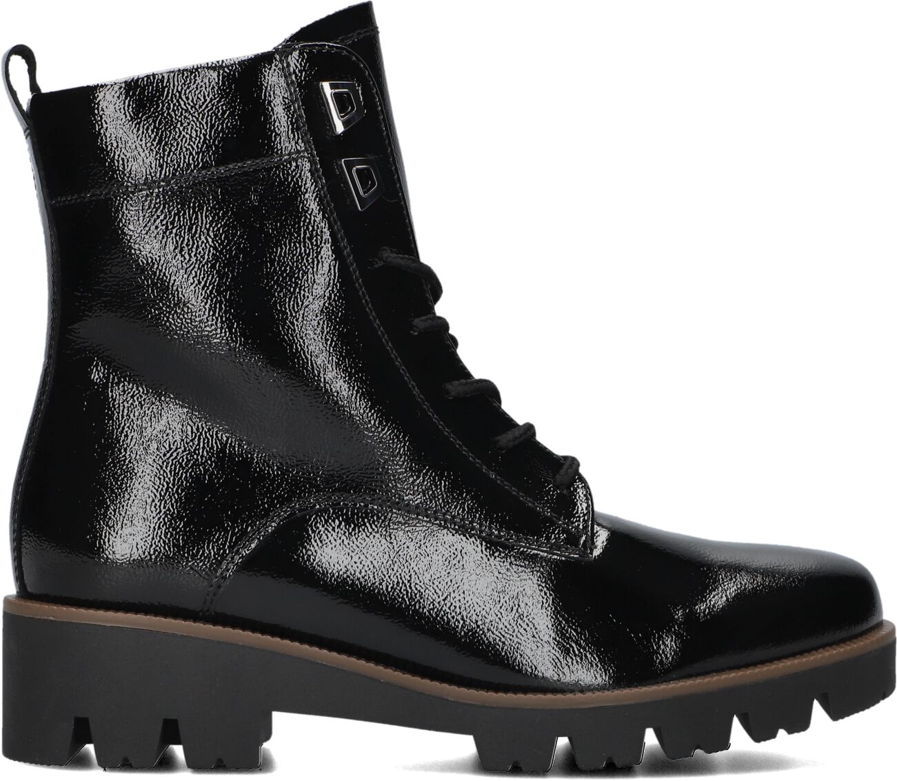 Gabor Veterboots Dames 055, Maat: 42,5, Materiaal: Lakleer, Kleur: Zwart