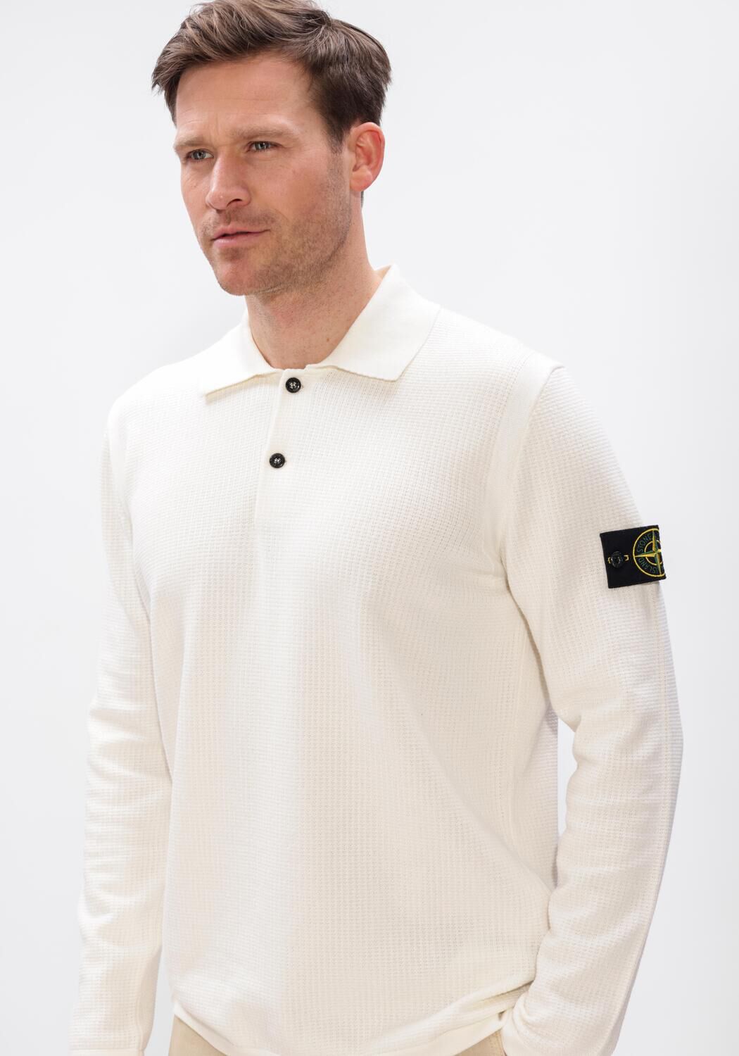 Creme STONE ISLAND Polo LS POLO S01B2 - large