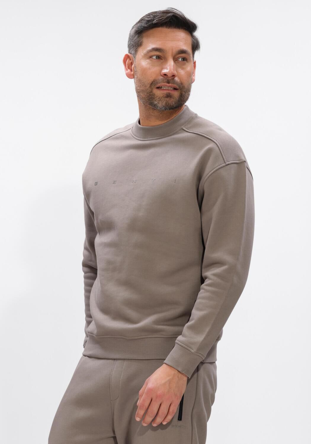 Genti Sweater Heren Crewneck, Maat: XL, Kleur: Taupe afbeelding 1