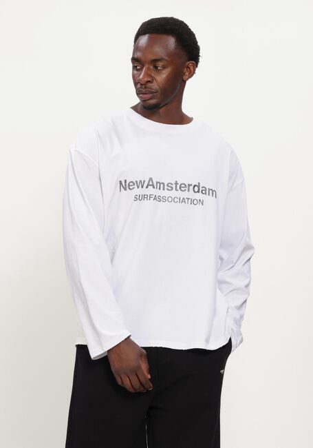 Witte NEW AMSTERDAM SURF ASSOCIATION T-shirt WORKED LOGO LONG SLEEVE - large