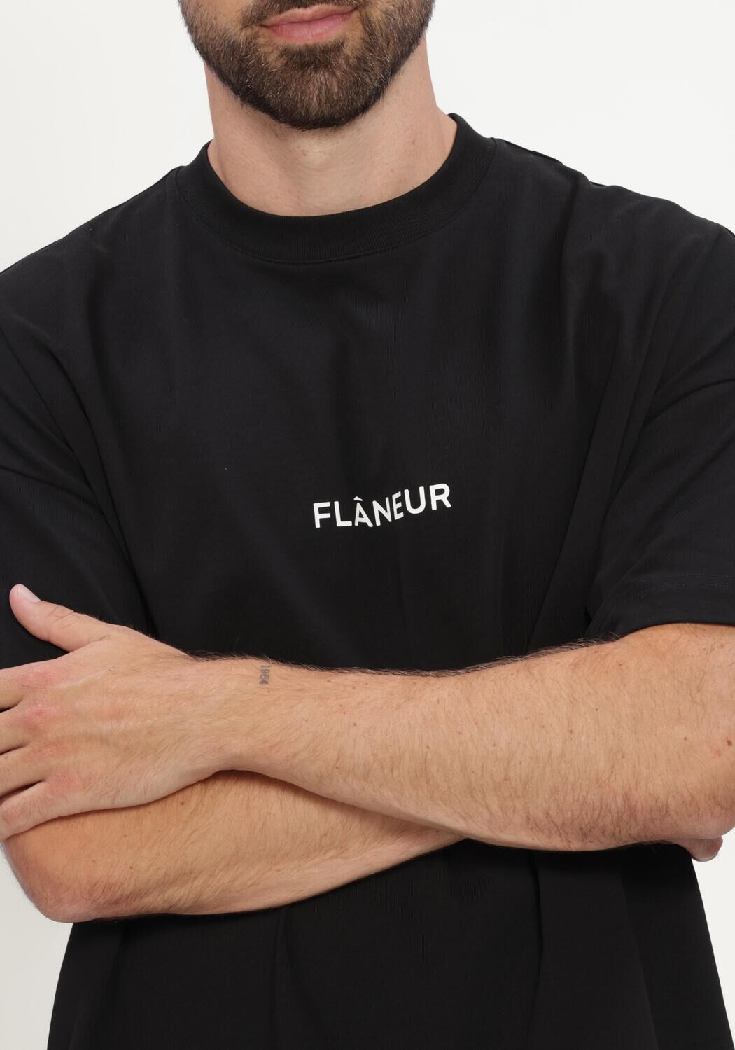 Zwarte FLANEUR T-shirt BOX LOGO T-SHIRT - large