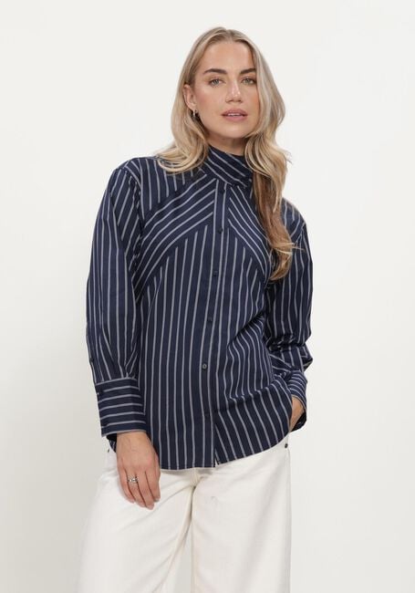 Blauwe CO'COUTURE Blouses SOMOCC STRIPE FUNNEL NECK SHIRT - large