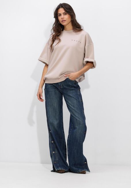 Beige HAUTE L'AMITI&Eacute; Sweater MAXI SPLIT SS LOGO SWEAT - large