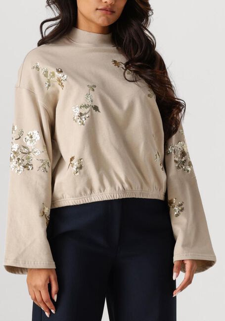 Beige SUMMUM Trui CROPED EMBELLISHED - large