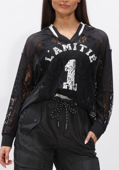 Zwarte HAUTE L'AMITI&Eacute; Tops & T-shirts LACE FOOTBALL V-BLOUSE - large