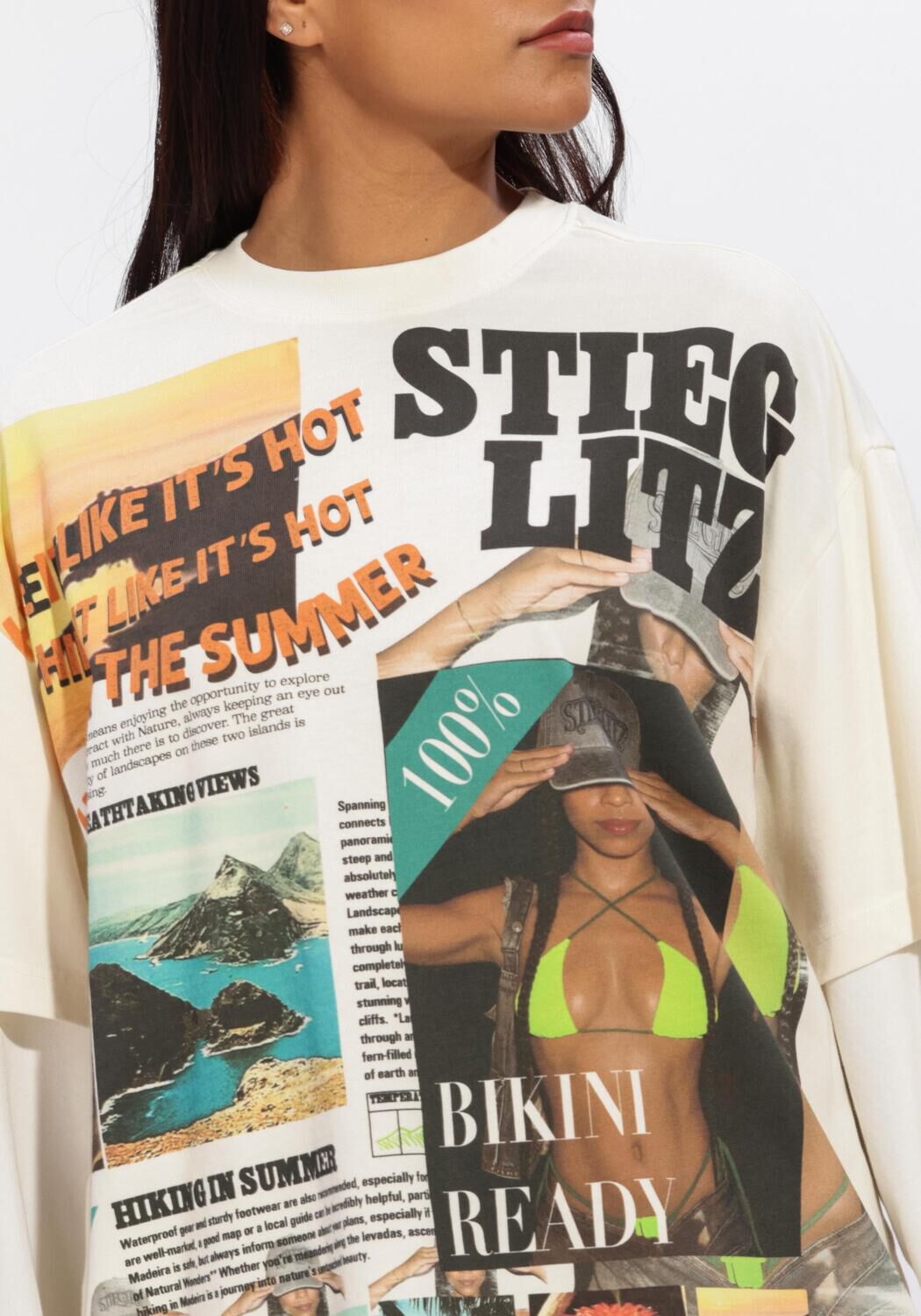 Gebroken wit STIEGLITZ T-shirt DENNIS SKATE TEE DOUBLE SLEEVES - large