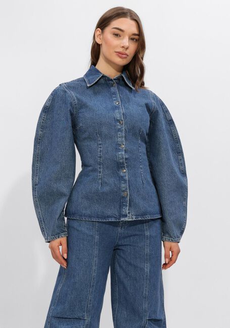 Donkerblauwe ROTATE Blouses FITTED DENIM SHIRT - large