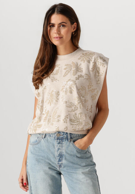 Beige SUMMUM Top SLEEVELESS EMBELLISHED SWEATSHIRT - large