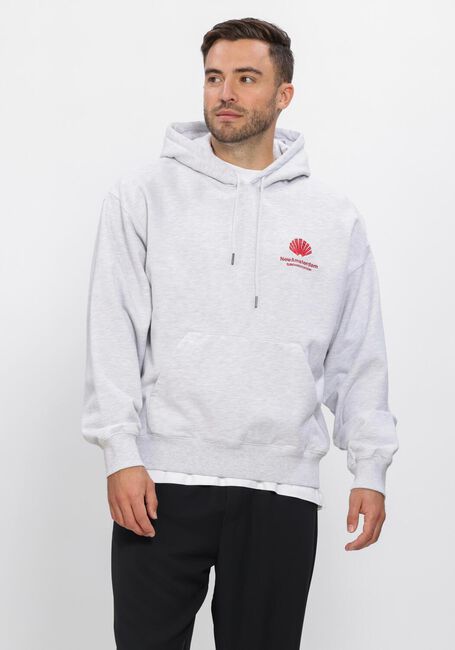 Lichtgrijze NEW AMSTERDAM SURF ASSOCIATION Sweater LOGO HOODIE ASH/POPPY RED - large