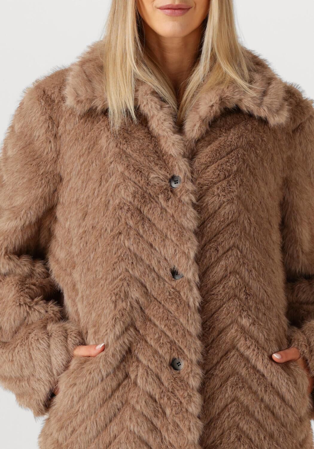 Taupe STUDIO AR Mantel SCARLET FAUX MINK ZIGZAG - large