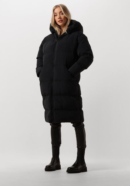Zwarte BLONDE08 Gewatteerde jas LANG DOORGESTIKTE JAS - large