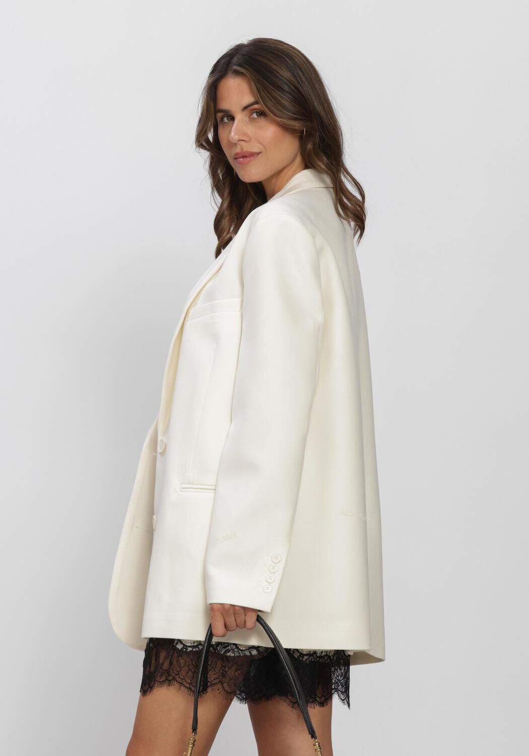 Creme ALIX THE LABEL Blazer LADIES WOVEN FLOWY OVERSIZED BLAZER - large