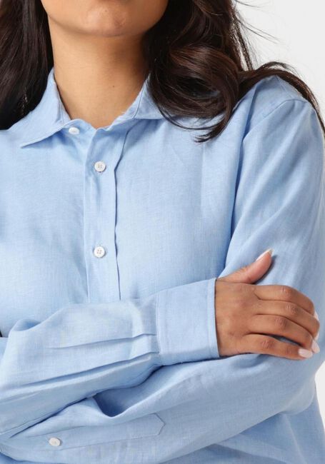 Lichtblauwe RESORT FINEST Blouses SHIRT 100% LINEN - large