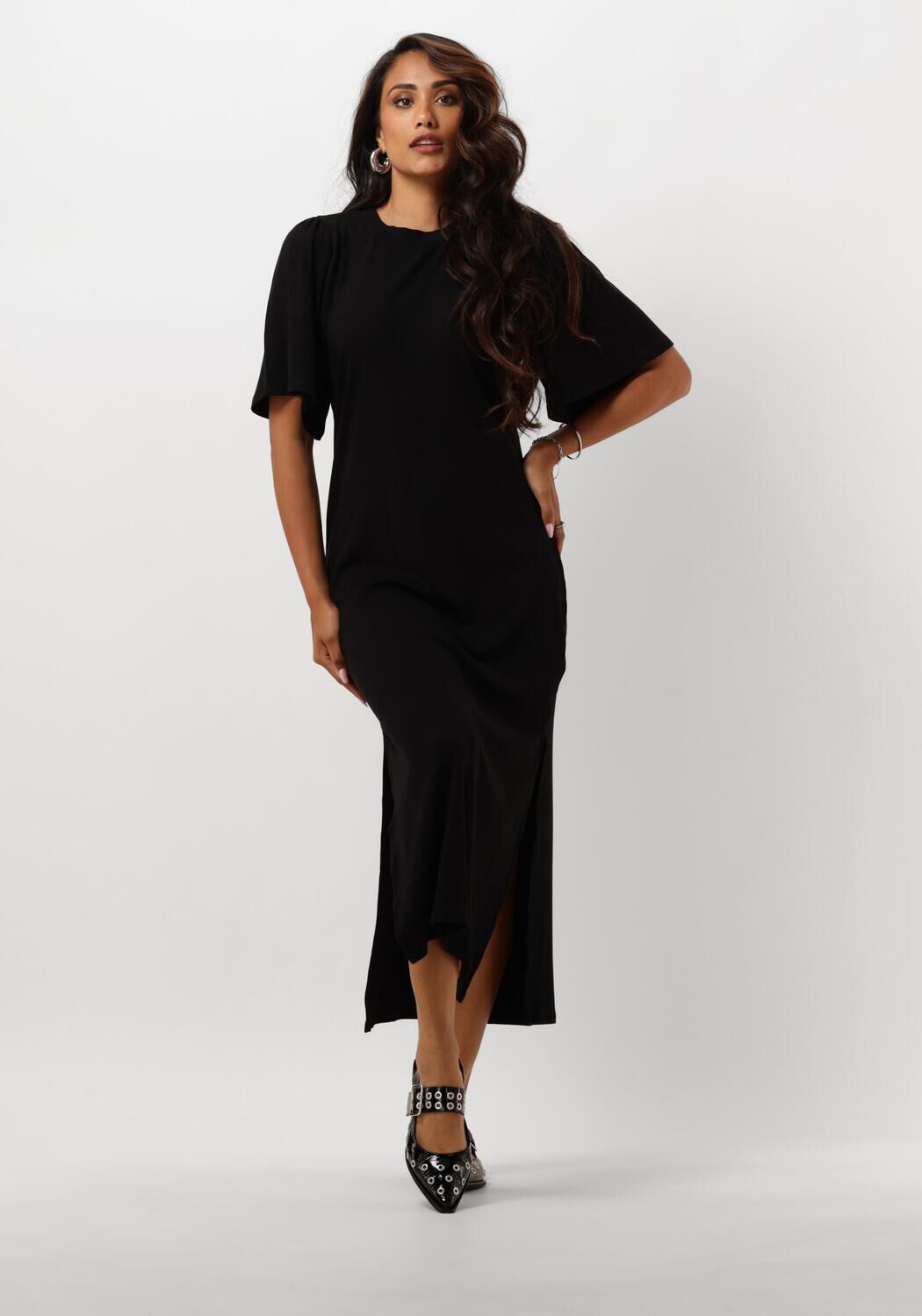 Bruuns Bazaar Midi Jurk Dames Lutea Nathalena Dress, Maat: XS, Kleur: Zwart