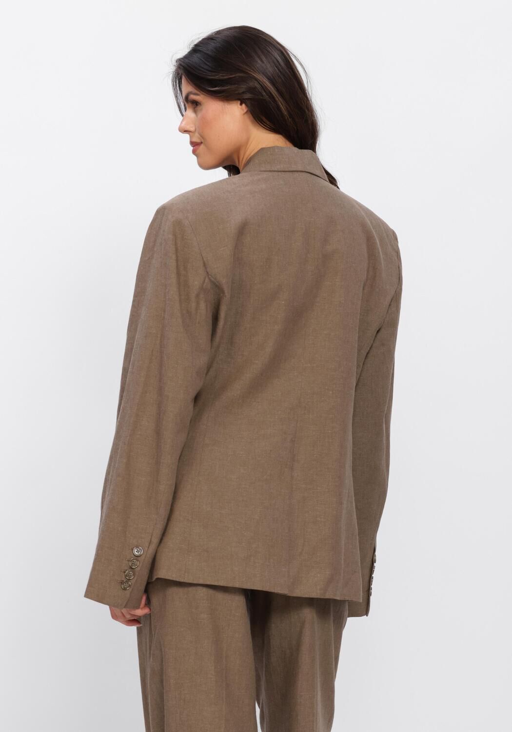 Bruine OLAF HUSSEIN Blazer ASYMETRIC LINEN BLAZER - large