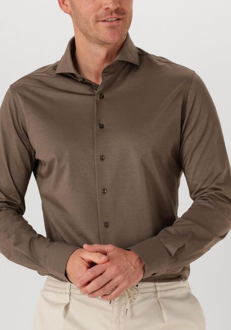 Bruine PROFUOMO Klassiek overhemd SHIRT X-CUTAWAY SF JAPANESE KNITTED - large