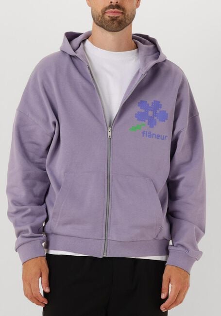 Paarse FLANEUR Sweater PIXEL FLOWER ZIP UP - large