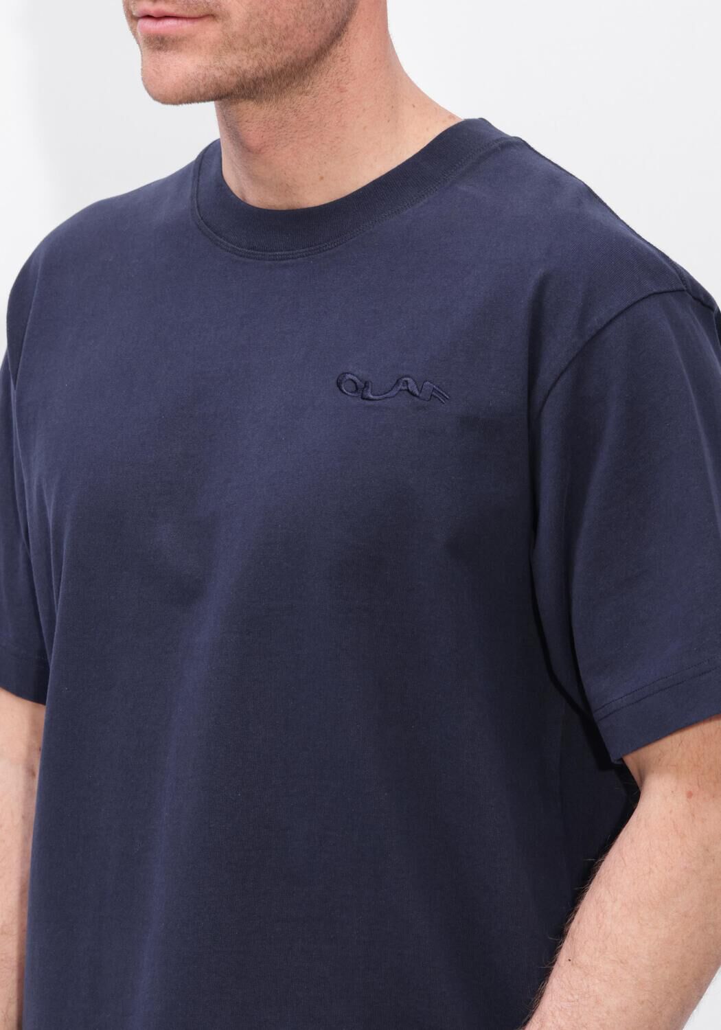 Donkerblauwe OLAF HUSSEIN T-shirt RIPSTOP APPLIQUE RELAXED TEE - large