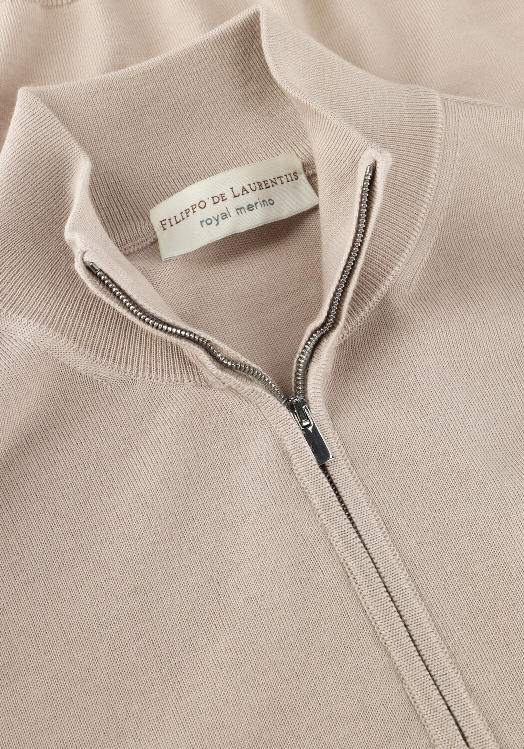 Beige FILIPPO DE LAURENTIIS Trui MEZZA ZIP ML R.MERINO - large