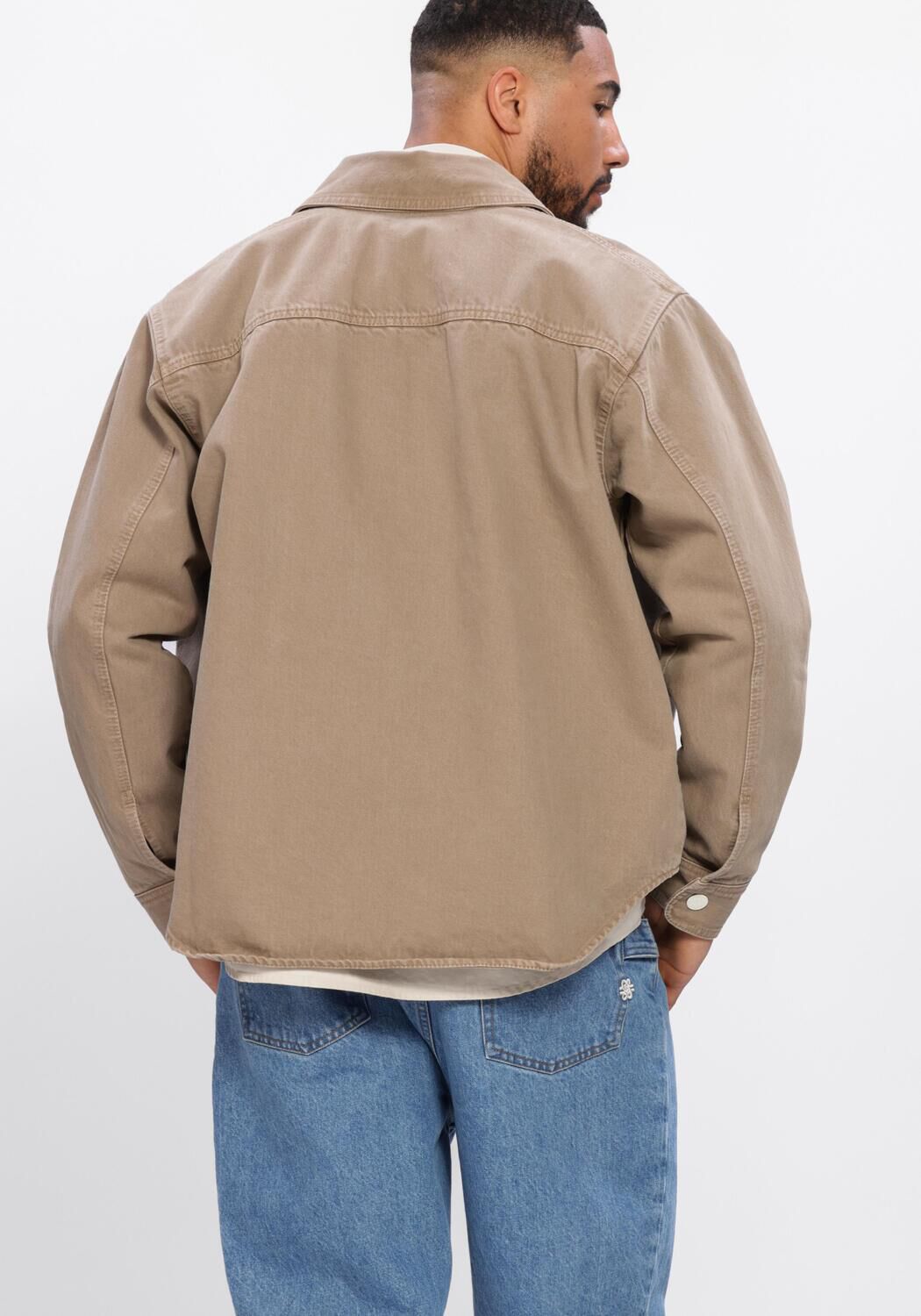 Beige AMI PARIS Overshirts OVERSHIRT WITH KNITTED AMI DE COEUR - large