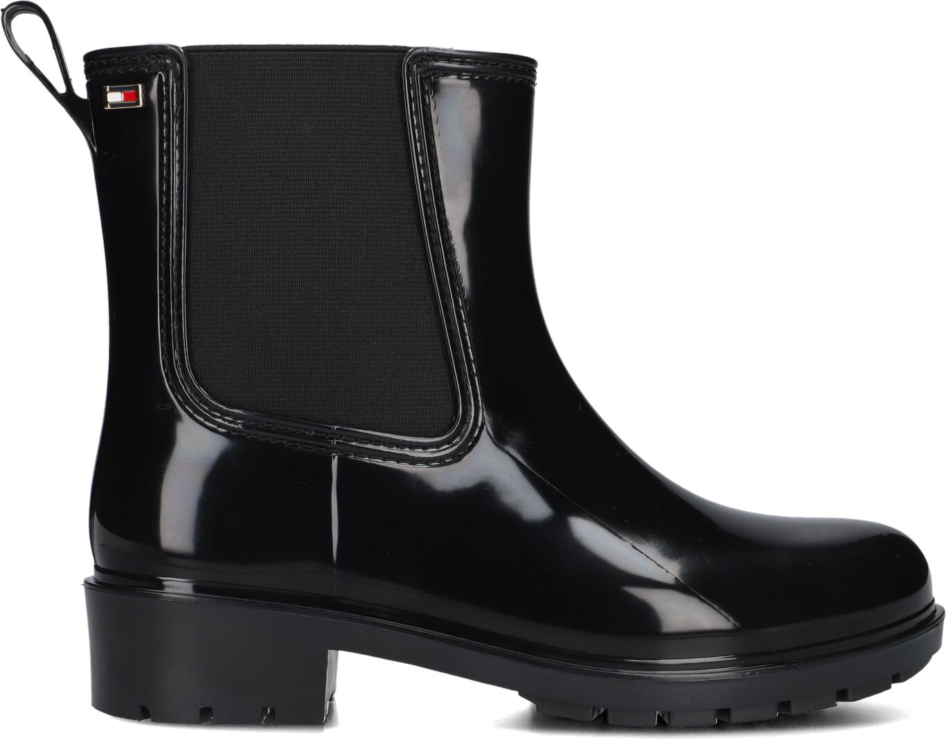 Tommy Hilfiger Regenlaarzen Dames Flag Rainboot, Maat: 36, Materiaal: Rubber, Kleur: Zwart