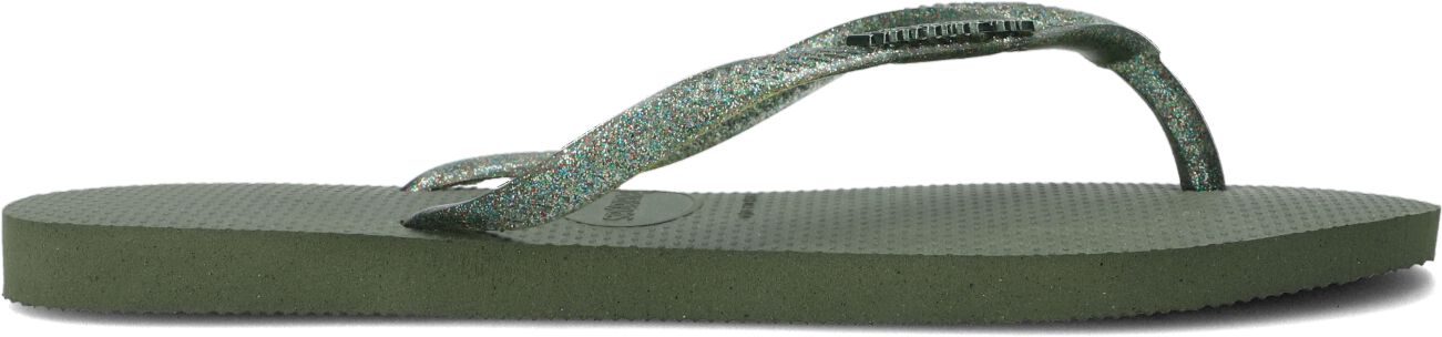 Havaianas Teenslippers Dames Slim Logo Metallic, Maat: 41/42, Materiaal: Rubber, Kleur: Groen
