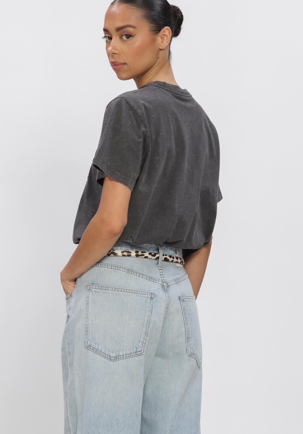 Grijze GANNI T-shirt JERSEY OVERSIZED T SHIRT - large