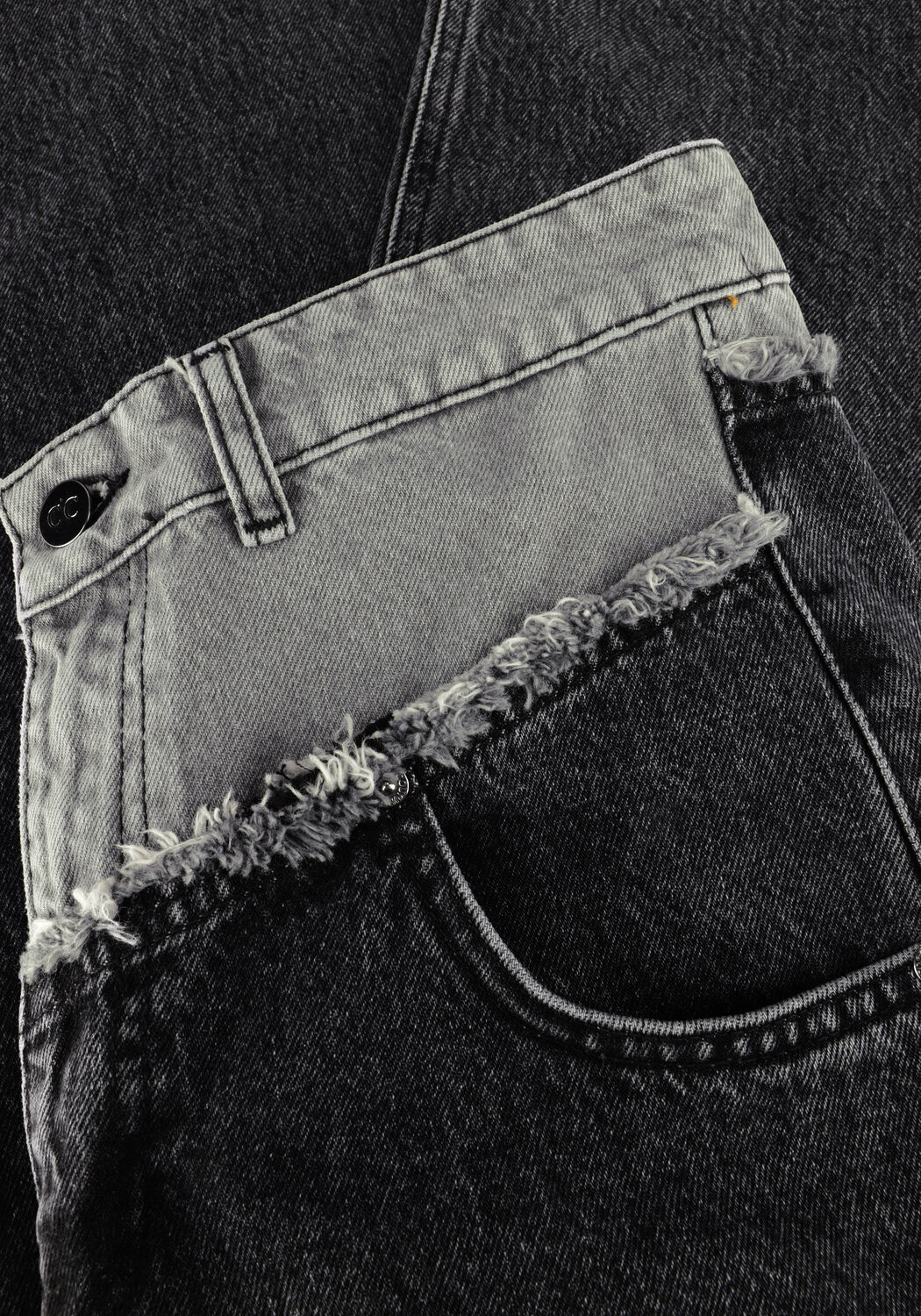 Grijze CO'COUTURE Wide jeans GREY MIX BLOCK LONG JEANS - large