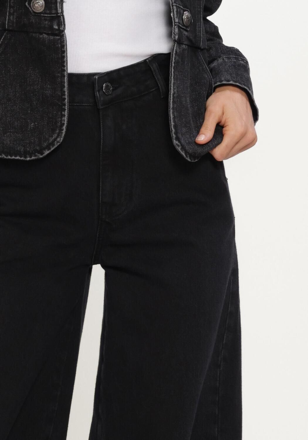 Zwarte HAUTE L'AMITI&Eacute; Broeken DENIM HAREM TALL PANT BLACK - large