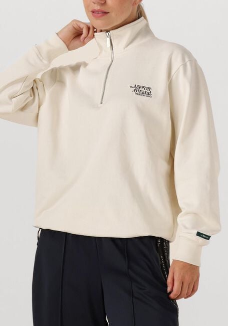 Creme MERCER AMSTERDAM Sweater THE MERCER QUARTER ZIP CONTRAST - large