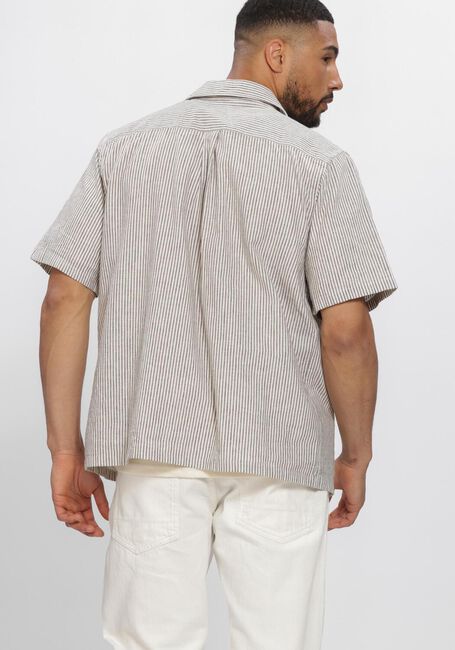 Ecru LES DEUX Casual overhemd LUKAS STRIPE COTTON LINEN SS SHIRT - large