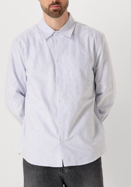 Lichtblauwe OLAF HUSSEIN Casual overhemd MONOGRAM EMBRO OXFORD SHIRT - large