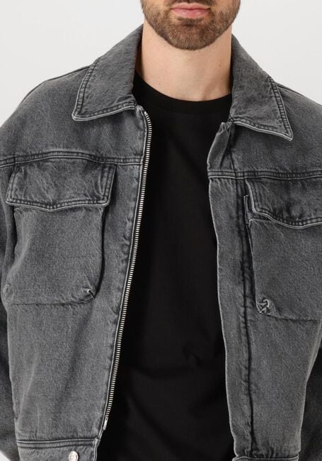 Donkergrijze FILLING PIECES Spijkerjas DENIM JACK WASHED - large