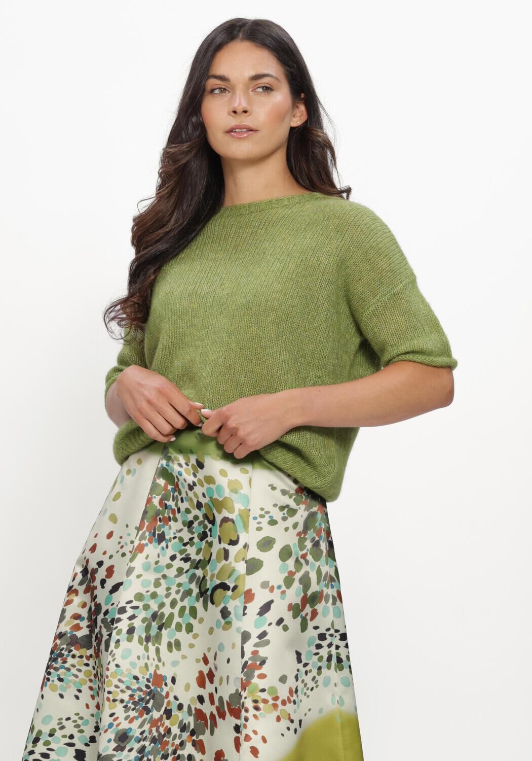 Groene LUISA CERANO Top PULLOVER AUS ALPAKA-MIX - large