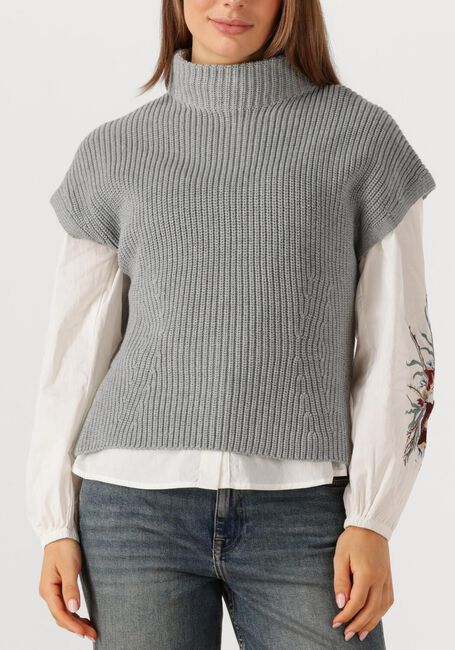 Grijze MOS MOSH Coltrui MMBIOLA BINE KNIT VEST - large