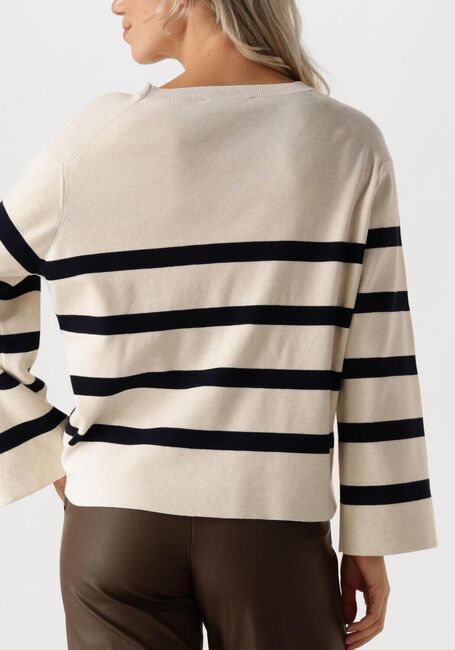 Witte SUMMUM Trui STRIPED SWEATER SOFT VISCOSE POLYAMIDE KNIT - large
