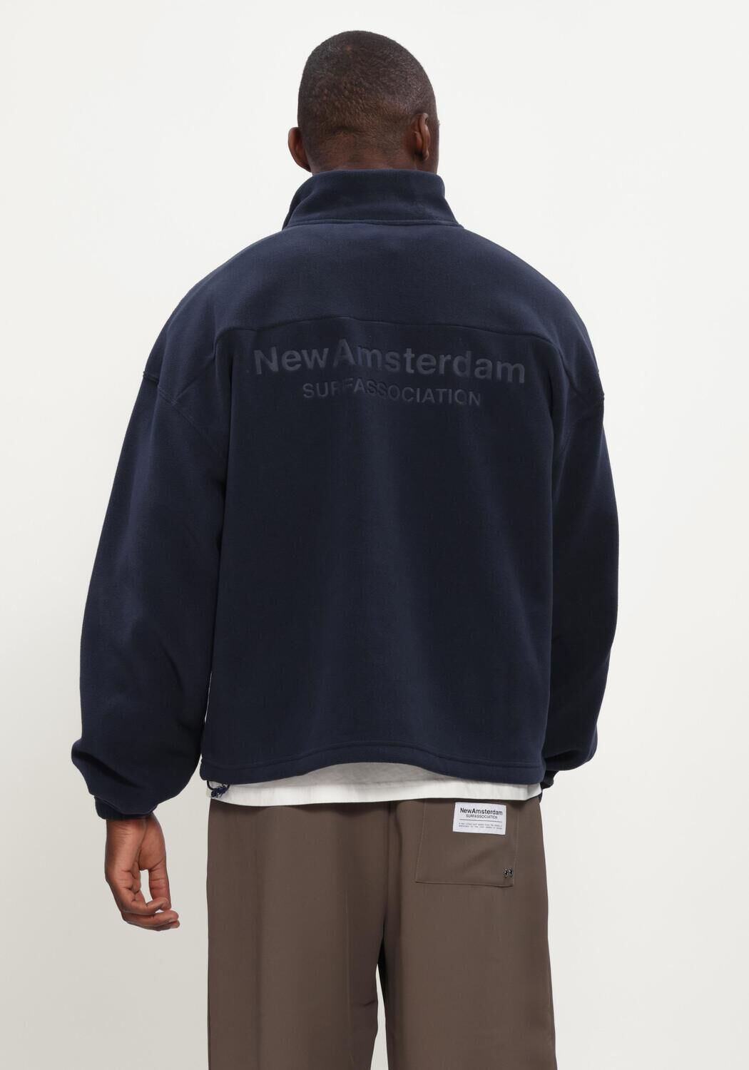 Donkerblauwe NEW AMSTERDAM SURF ASSOCIATION Sweater FLEECE HALF ZIP - large
