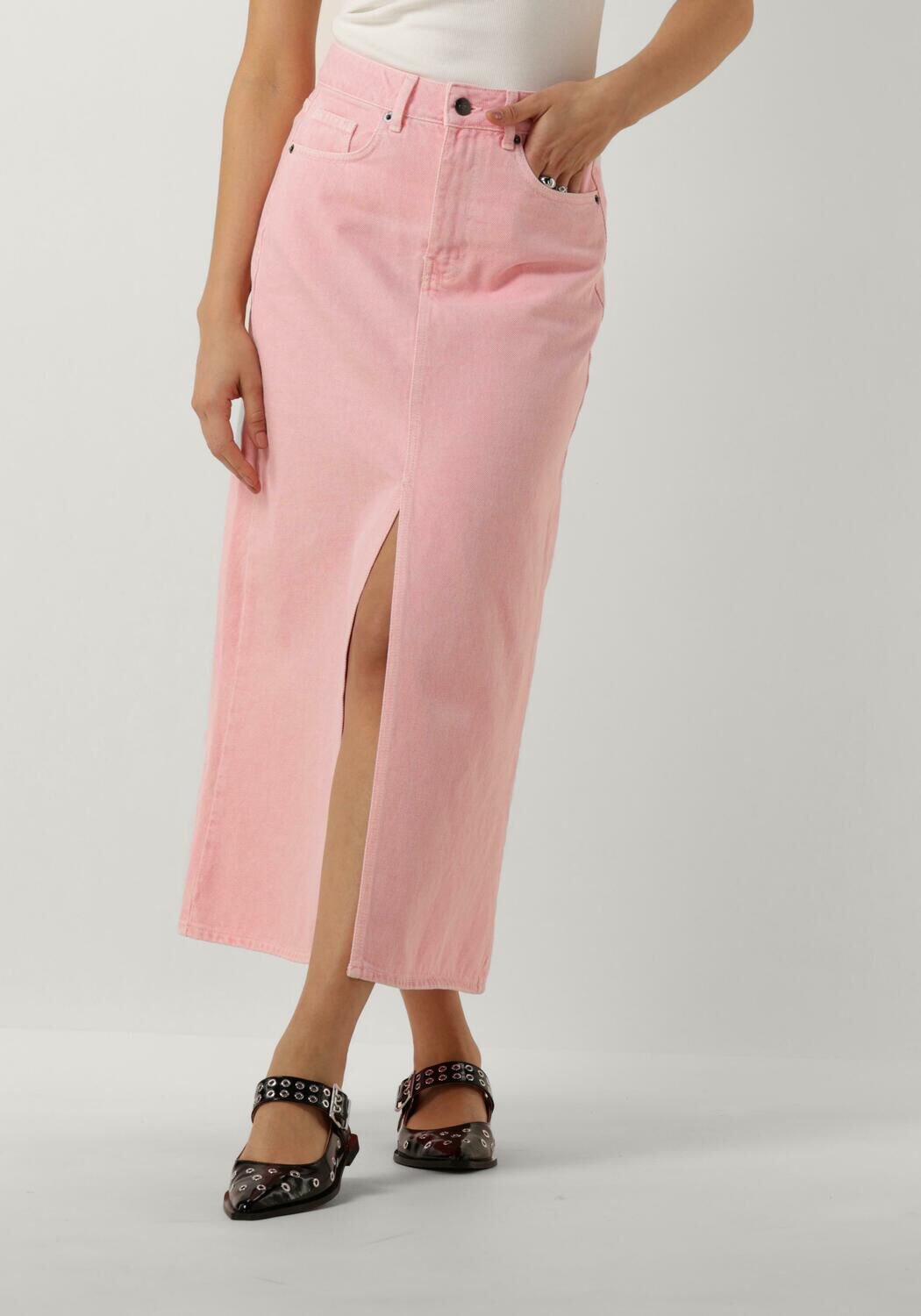 Co'Couture Midirok Dames Vika Dye Slit Skirt, Maat: L, Kleur: Roze