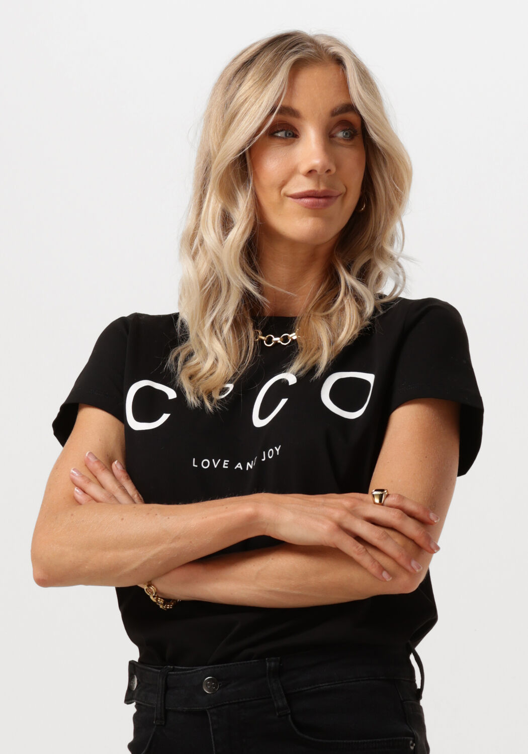 Co'Couture T-Shirt Dames Coco Signature Tee, Maat: M, Kleur: Zwart
