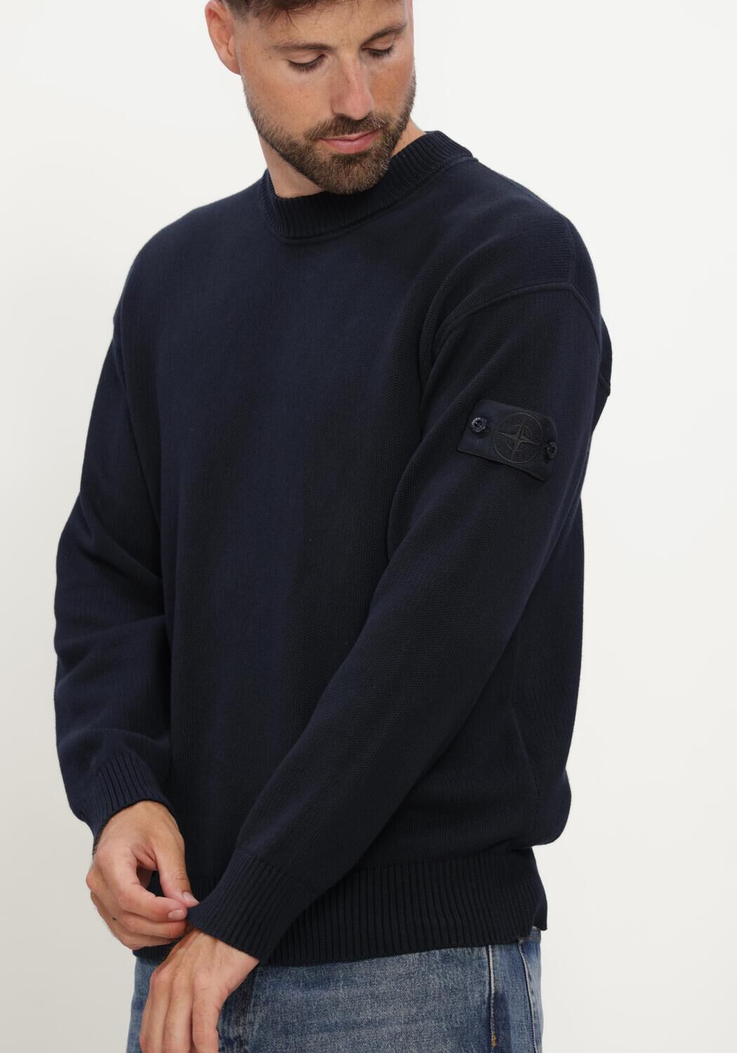 Donkerblauwe STONE ISLAND Trui CREW NECK S00FA - large