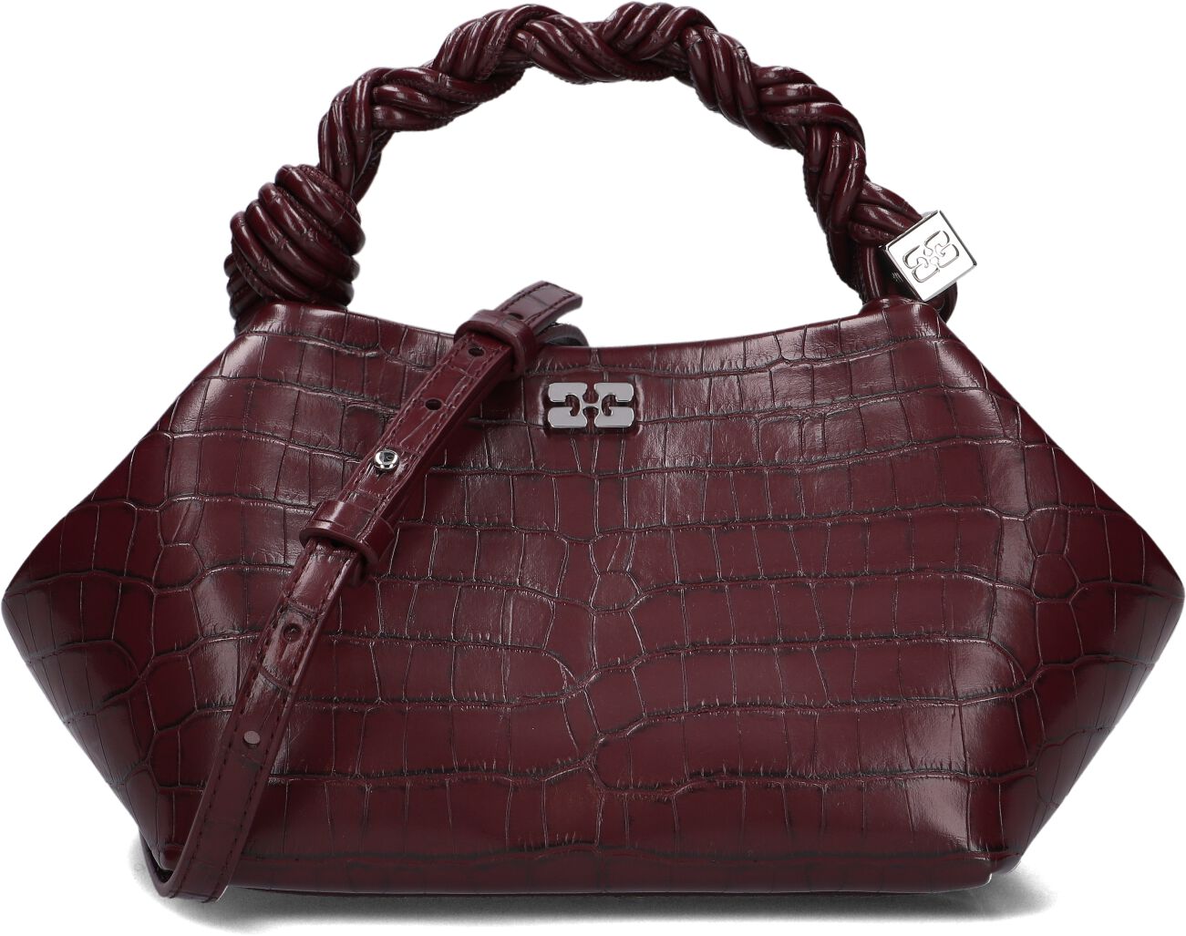Ganni Handtas
Dames Bou Small Croco Pelinova, Materiaal: Lakleer, Kleur: Bordeaux afbeelding