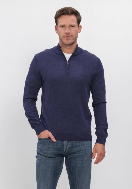 Donkerblauwe PROFUOMO Trui PULLOVER HALF ZIP EXTRAFINE MERINO - large