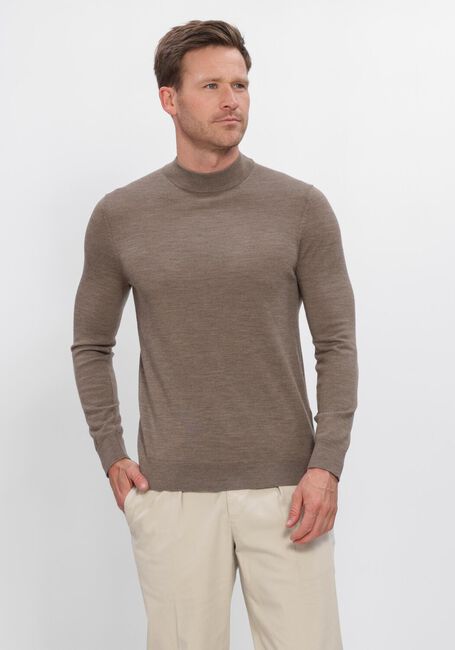 Taupe PROFUOMO Trui PULLOVER MOCK NECK EXTRAFINE MERINO - large