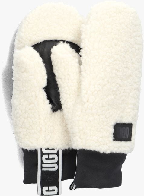 Witte UGG Handschoenen UGGFLUFF MITTEN WITH LOGO TAPE Witte UGG Handschoenen UGGFLUFF MITTEN WITH LOGO TAPE - large