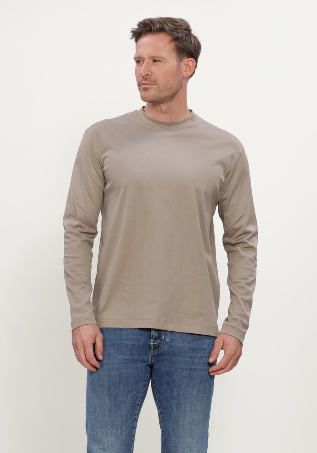 Taupe VALENZA T-shirt INTERLOCK SUPIMA T-SHIRT L/S - large