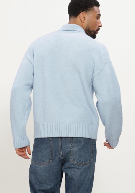 Lichtblauwe OLAF HUSSEIN Trui OVERSIZED KNITTED POLO - large